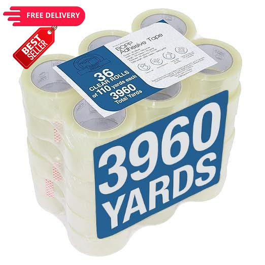 Logan Pack Clear Packing Tape, 36 Rolls Heavy 36 PACK, 1.88 INCH WIDE,