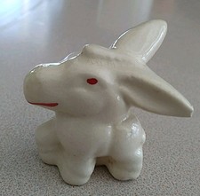 Burro/mula vintage pequeño de cerámica blanco/beige de 2 pulgadas de alto