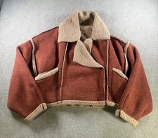 Free People Rust Orange Sherpa Lined Cropped Oversized Jacket Size XS