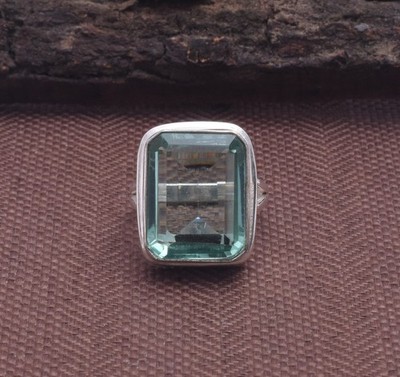 Aqua-Apatit Edelstein Ring 925 Sterlingsilber Handarbeit A-52