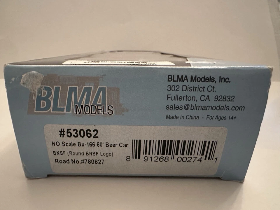 BLMA Models 53062 HO Scale 166 60’ Beer Car BNSF #780827 - Image 2 of 3
