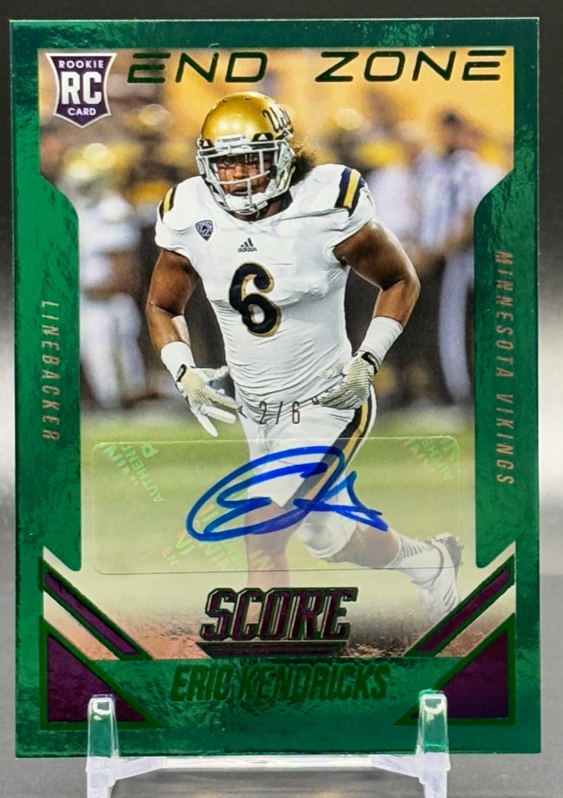 2015 Score Football #356 Eric Kendricks Minnesota Vikings Green RC Auto /6