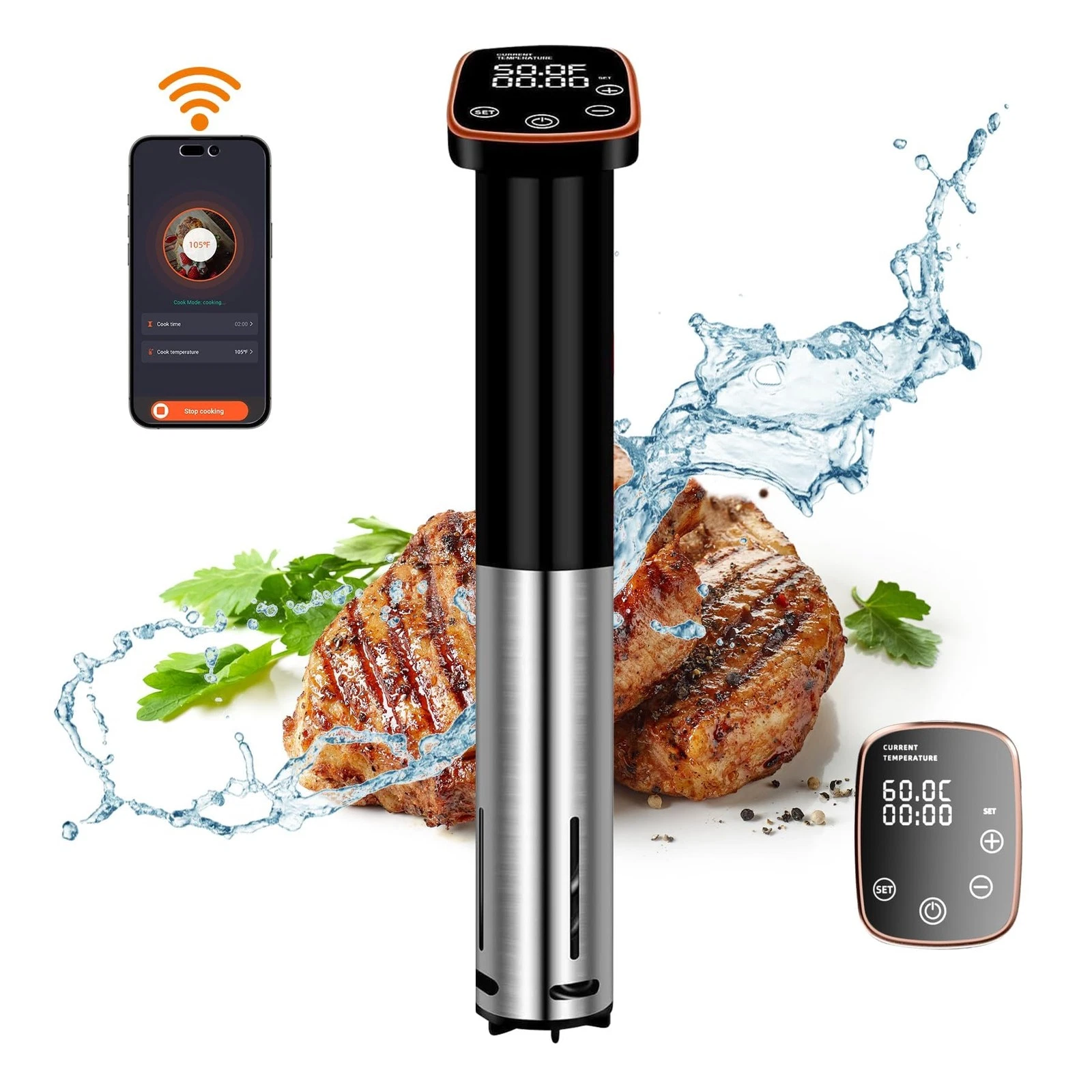 Sous Vide Machine 1100W WiFi Precision Temperature Control - Perfect for Steak
