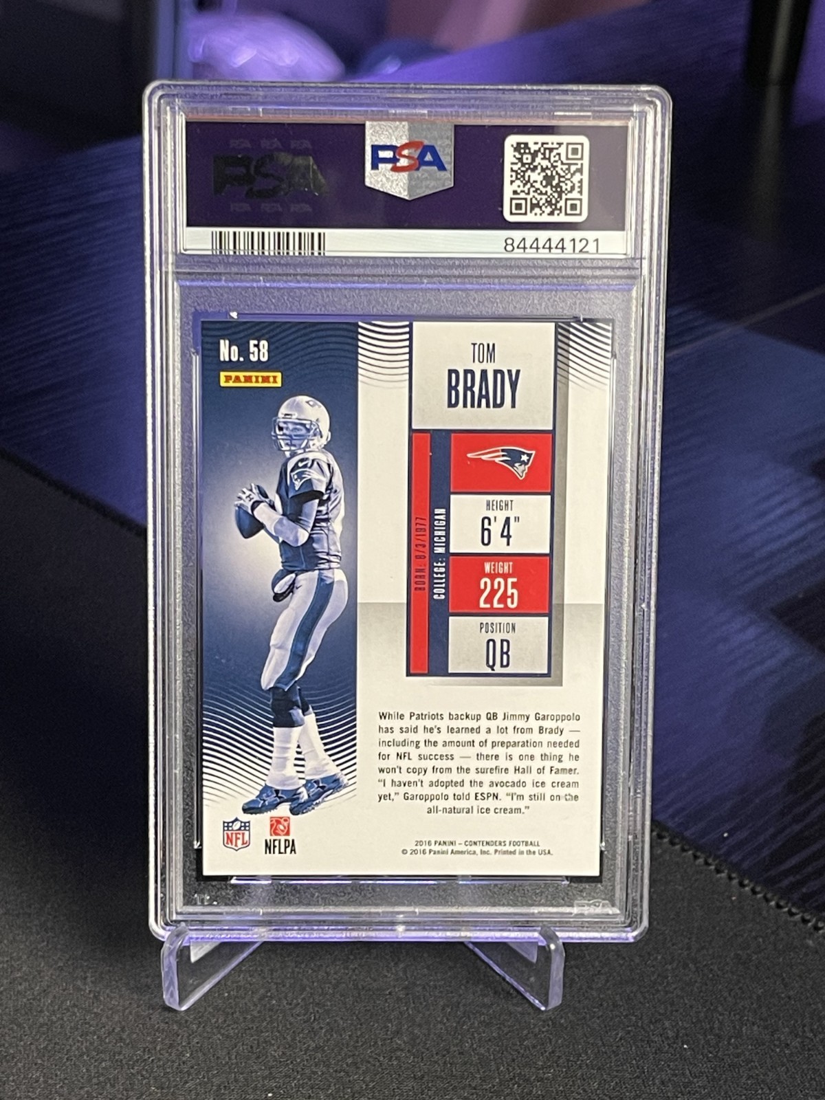 2016 Contenders Tom Brady #58 Championship Ticket 93/99 PSA 9 view 3