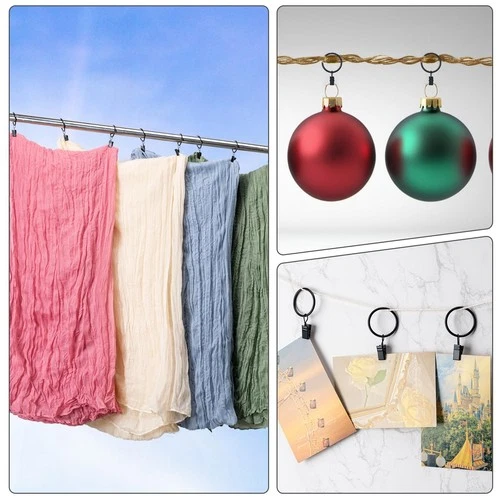 36 Stück Gardinenringe mit Clips, Gardinenclips mit Ringen, Aufhänger Gardinenringe - Bild 6 von 6