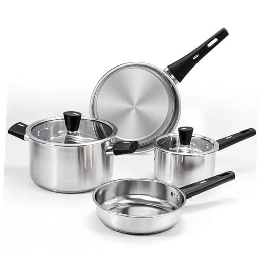 Stainless Steel Pots and Pans Set, Kitchen Cookware Set with Stay-Cool 6-Piece
Opens in a new window