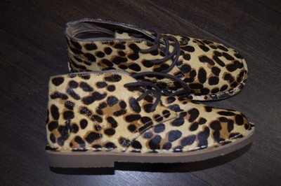 Polo Ralph Lauren Carl Leopard Chukka Boots Leather Hair Print 6Y
