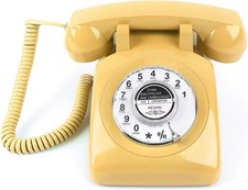 Rotary Dial Telephone 1960 Style Yellow Retro Old Fashioned Vintage Phone Workin
