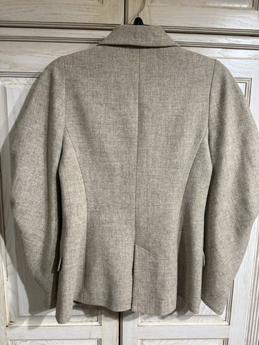 ZARA BASIC COLLECTION Womens Oat Color 100% Lambswool Double Breasted Blazer Sm - Picture 7 of 12