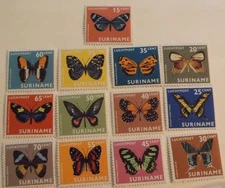 Suriname Stamp C42-54 MNH Butterfly Topical Cat $7.65 Toned