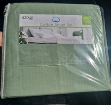 4 Piece Set 100 Cotton Royal Sheet Set 300 Thread Cnt sage Green