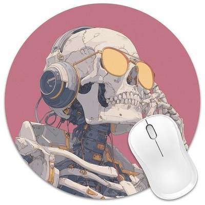Skull Mouse Pad 8x8 in, Urban Street Style Funny Decoration Round Mousepad wi...