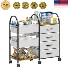 Baby Diaper Caddy Organizer Cart with Wheels, 4-Tier Rolling Diaper Cart with...