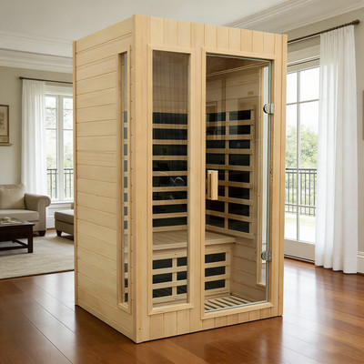 Far Infrared Sauna Canadian Hemlock For 2 Persons Indoor Saunas Home Detox 1500W
