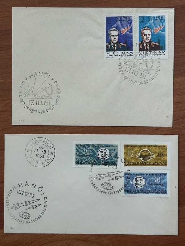 N. VIET NAM DCCH: 1961-63 " Spacecraft " - 2 Diff. FDC - RARE - Perf. and Imperf