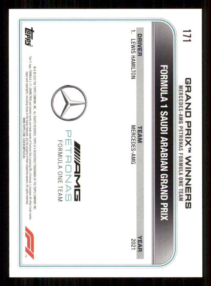 2022 Topps Formula 1 #171 Lewis Hamilton GPW - Image 2 of 2