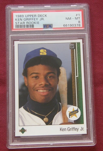 1989 Upper Deck #1 - Star Rookie - Ken Griffey Jr RC - PSA 8 - Seattle Mariners