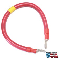 2/0 Red Battery Interconnect Cable 10" with 3/8" Lugs ASSEMBLED IN USA