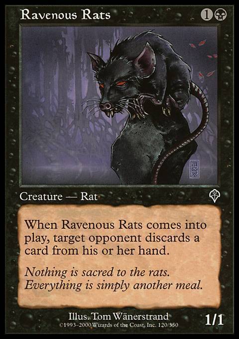 MTG magic cards 2x Ravenous Rats Invasion Light Play, English