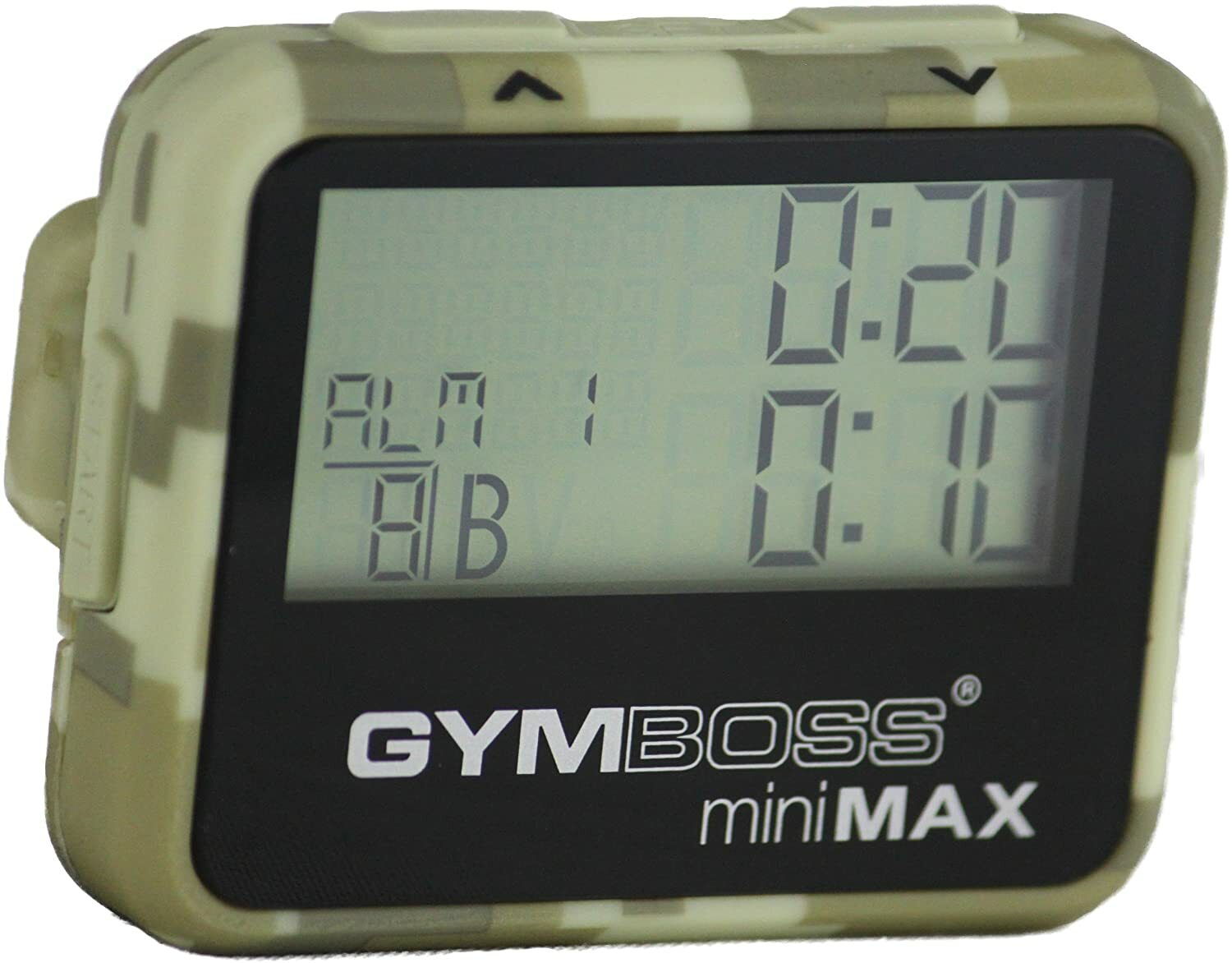 Gymboss miniMAX Camouflage élimine les distractions au sport avec son bracelet poignet