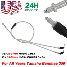 For Yamaha Banshee Cable Braided Dual Thumb Throttle Cable PWK PJ Carb 28-39mm