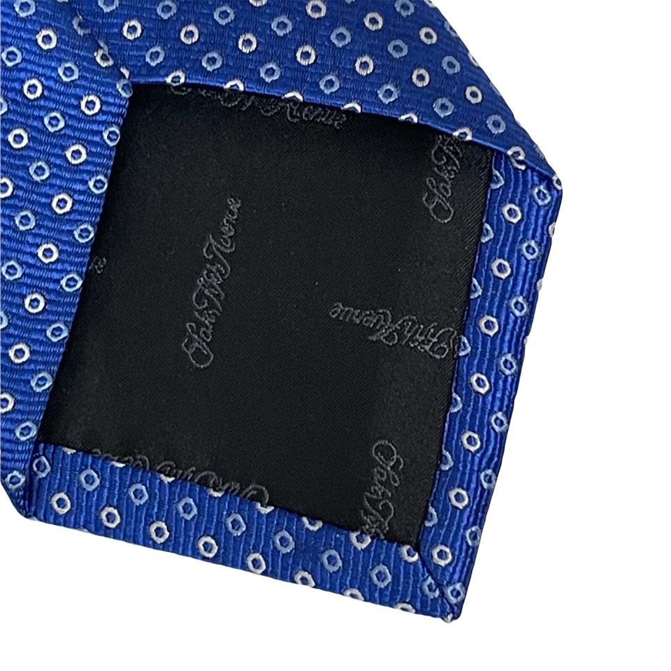 Corbata para hombre Saks Fifth Avenue azul real lunares abiertos seda Foto 2 de 4