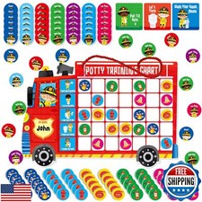 Magnetic Potty Training Chart, Fire Truck Reward Potty Training Chart with 50