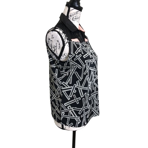 Jamie Sadock Womens Sleeveless Top 1/4 Zip Golf Black Silver Peach Size S - Picture 2 of 8
