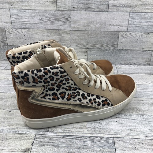 Coconuts By Matisse Metallic Gold Tan animal Hightop Zip Sneakers Size 7.5 - 第 1/8 張圖片