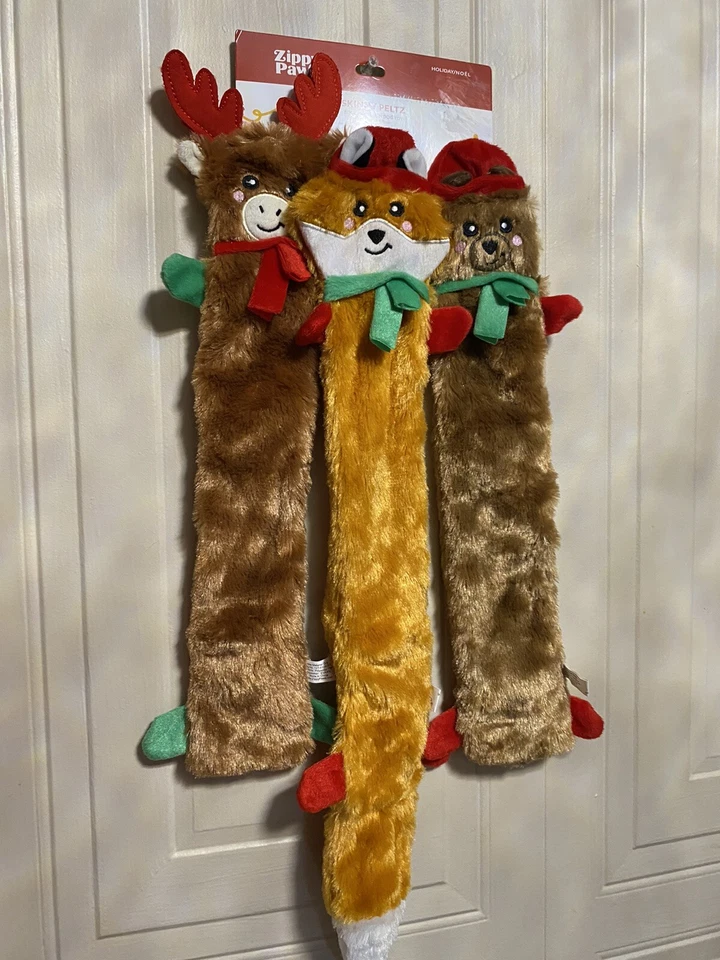 Zippy Paws 3-Pack Skinny Peltz Large Reindeer ,Cat And Bear Dog Toys NEW - Image 3 of 4