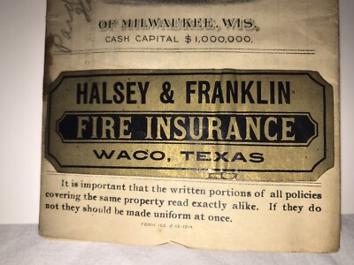 Insurance Policy Northwestern National Insurance Company TX Standard Fire Waco