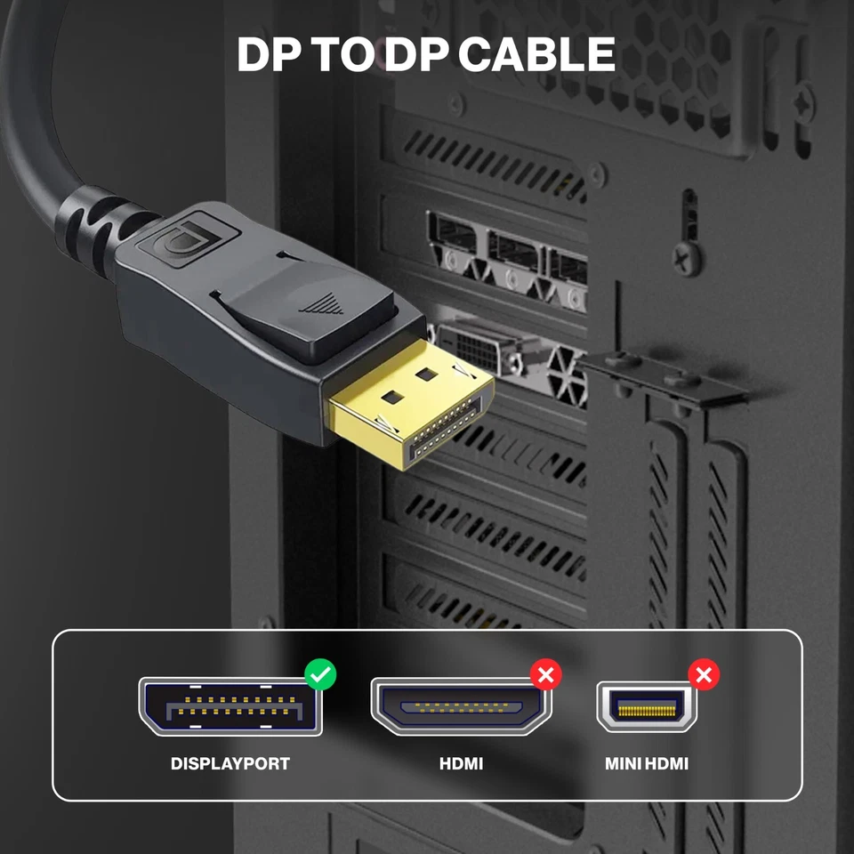DP to DP 6FT Video Cable 1.2 4K 2K 1080P Compatible for Lenovo Asus Dell HP Acer - Image 3 of 4