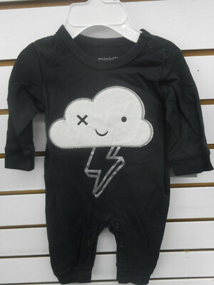 Infant Boys Miniville Black w/ Cloud Design Long Sleeve 1pc Sizes 3M - 9M