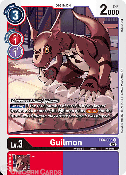 EX4-006 Guilmon :: Common Digimon Card :: EX04: Alternative Being ::