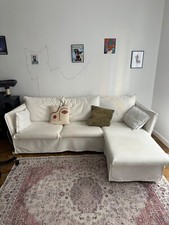 Sofa chaise longue blanco con almacenamiento