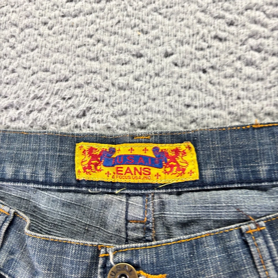 Jeans Fusai Vintage Para Hombre 42x32 Azul Algodón Lavado Oscuro Relajado Suelto Recto Foto 3 de 4