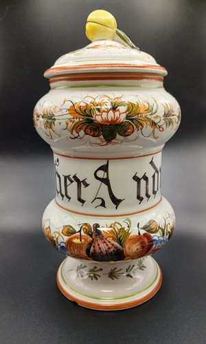 VTG Italian Pottery Apothecary  Urn Style Lidded Pedestal Jar 8.5in - Picture 3 of 15