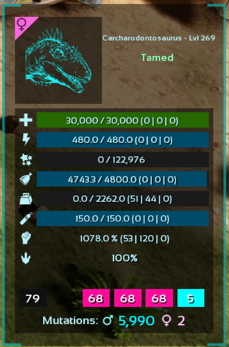 ARK Survival Ascended PvE Top Stats Carcha 885m PC/XBOX/PS5 ASA Carchar - Imagen 16 de 20
