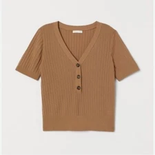 H&M Brown Ribbed Top Size Small