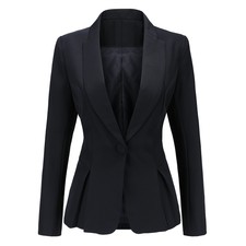 Ladies Fine Solid Color Slim Fit One Button Suit Jacket