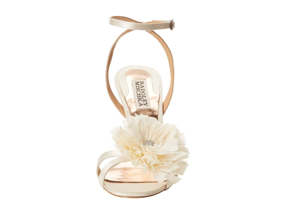 Badgley Mischka KAROL свадьбы свадебный каблук сандалии ремень туфли слоновой кости США 8,5 новый - Изображение 4 из 4