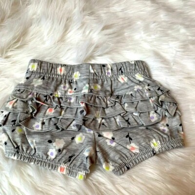 Jumping Beans Baby Girls Bubble Shorts Size 3 M Ruffle Bottoms Diaper Cover Gray
