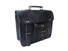 18" Black Leather Bag Men's Vintage Messenger Laptop Satchel Briefcase Shoulder
