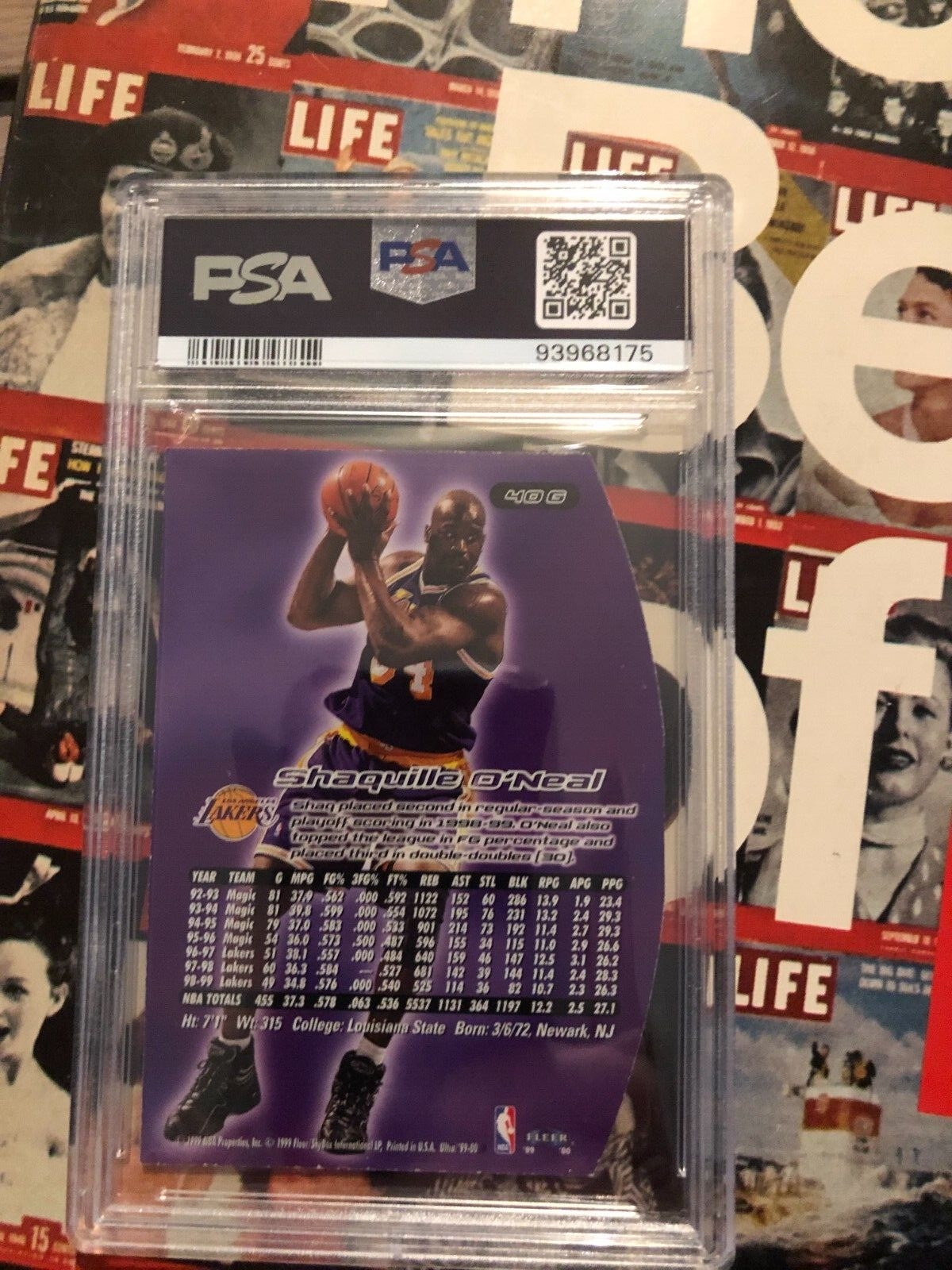 PSA  Shaquille O'Neal 1999 Ultra, GOLD MEDALLION EDITION #40G  CLEAN/SHARP view 5