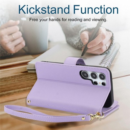 For Samsung S21 Ultra S20 FE S24 Plus S23 Zip Wallet Case Flip Leather Cover - Picture 83 of 101