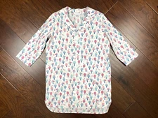 NEW The Company Store Women's Printed Cotton Poplin Nightshirt Sz M Fits Like S