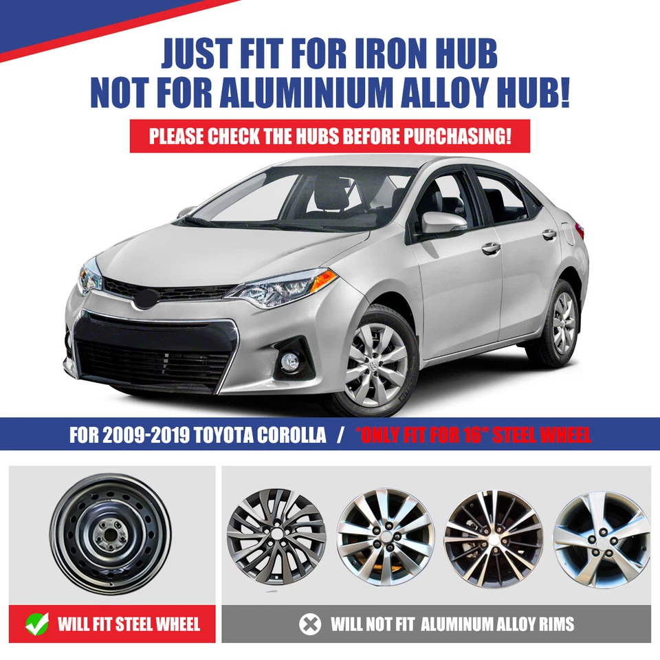 Tapacubos de 16" cubiertas de rueda completas para TOYOTA MATRIX 2009-2014 rueda de acero plateada  Foto 2 de 4