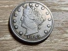 1883 Liberty "V" Nickel Error Struck Thru Lamination XF Condition SKU# 35043 — photo 2