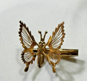 Vintage Butterfly Hair Clip | Gold-tone  En Tremblant - Flapping Wings