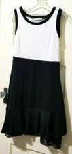 FLASH SALE! Womens Signature Collection Jersey Knit Dress S 6 8 Black White Lace